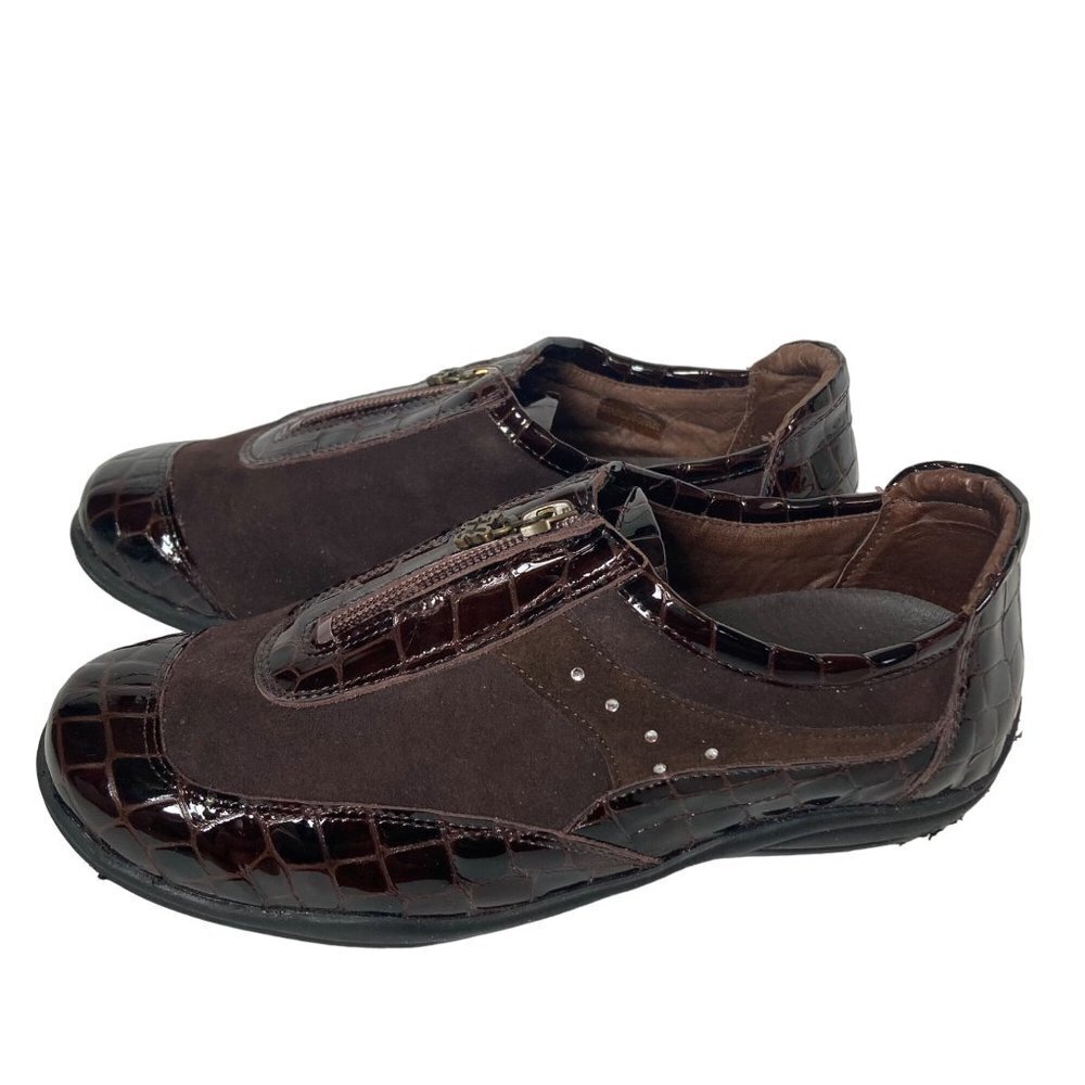 Helle Comfort Elda Fashion Sneaker Brown Womens 6 37 EU Leather Rhinestones